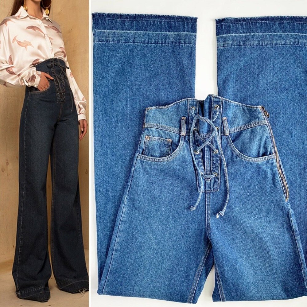 Ana Lucia Bermudez High Waist Lace Flare Jeans 8